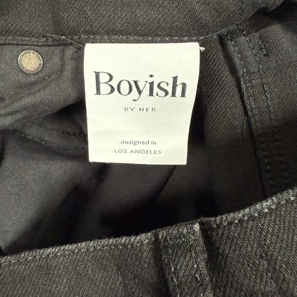 Boyish The Mikey High Rise Wide Leg Jean Black Beauty Womens Size 29 Button Fly - Picture 8 of 12